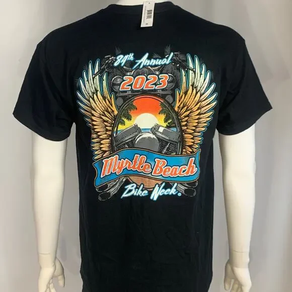 Myrtle Beach 2003 Bike Week Black and Blue T-Shirt Large - Picture 2 of 4